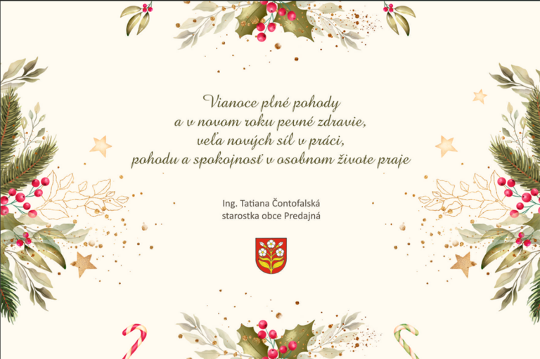 Pokojné Vianoce  a šťastný Nový rok 2026