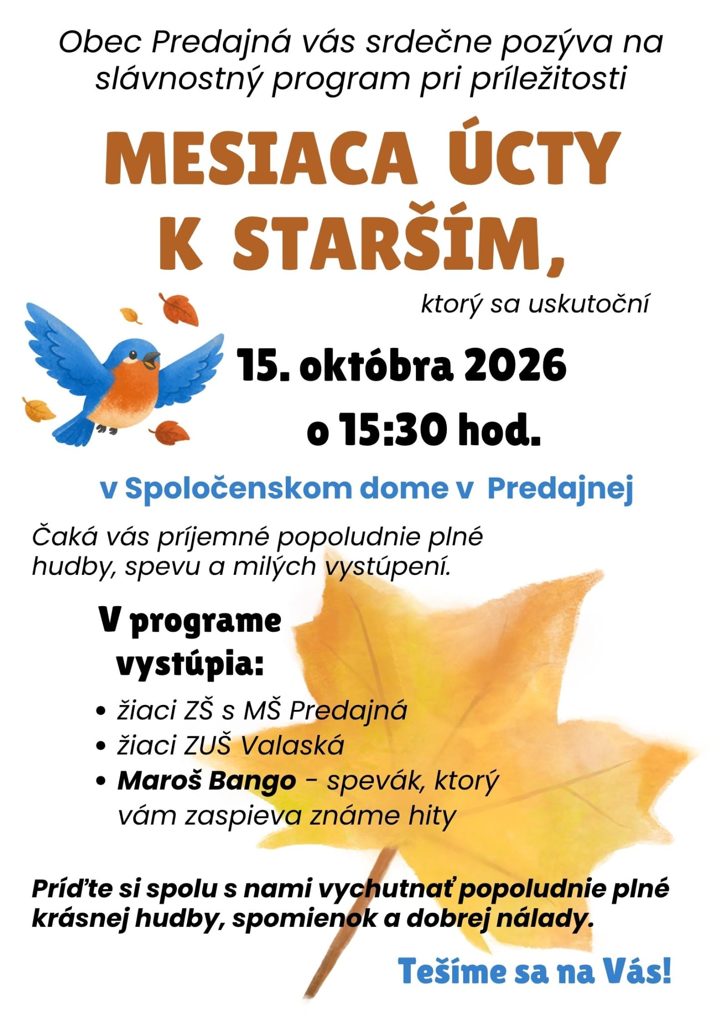 Mesiac úcty k starším 2026 v Predajnej